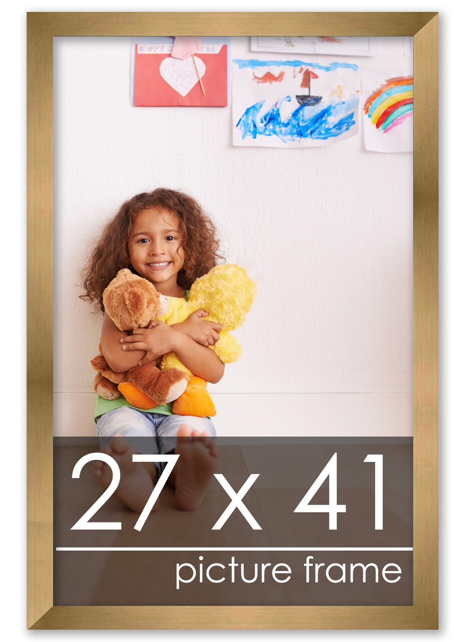 27x41 Gold Bronze Wood Picture Frame - UV Acrylic, Foam Board Backing, Hanging Hardware